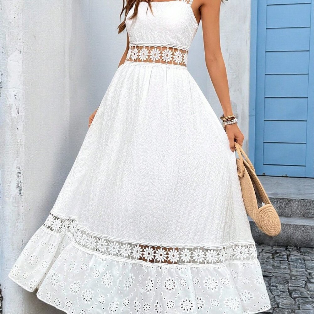 White Boho Women's Casual Date Dress